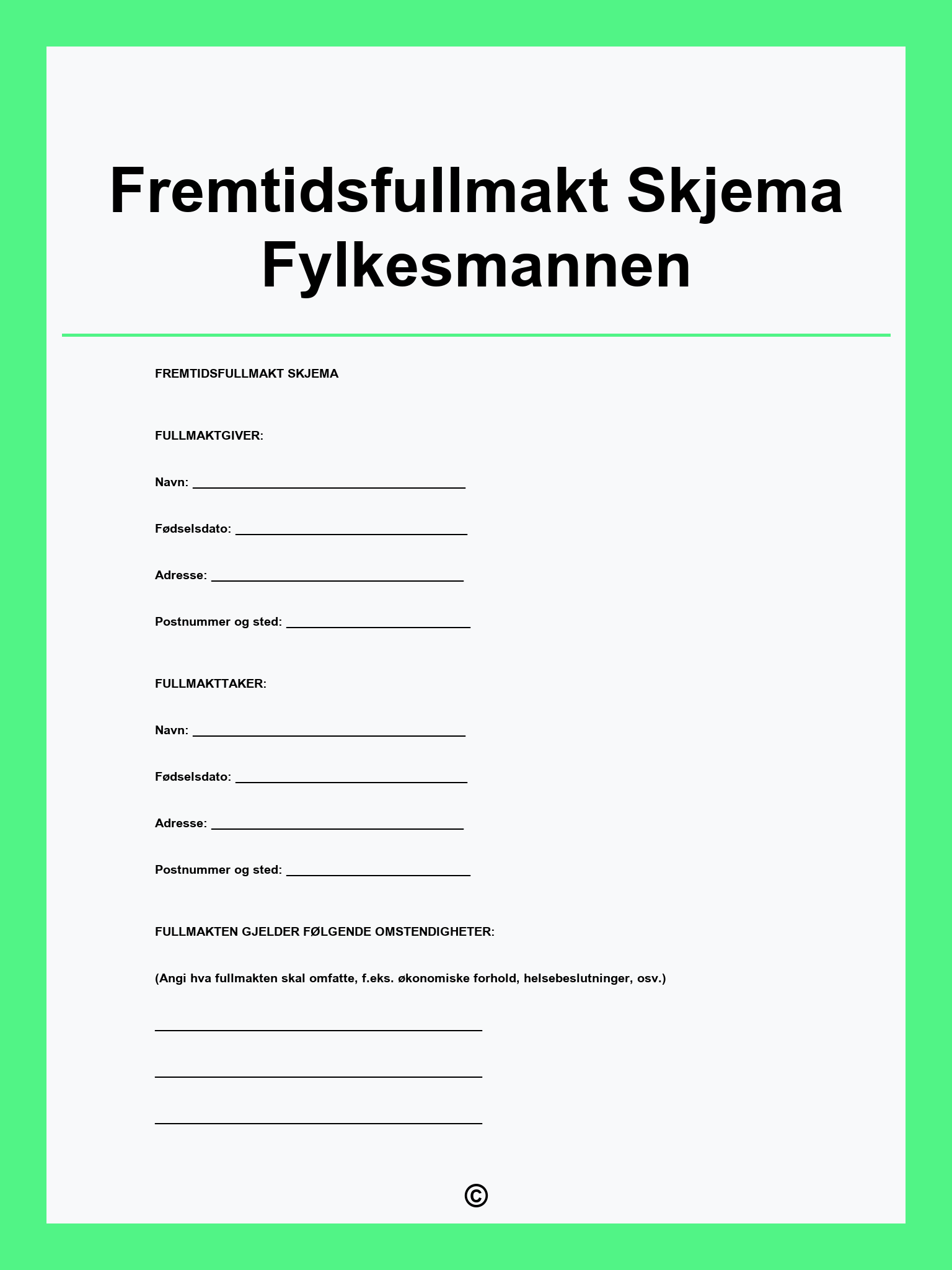 Fremtidsfullmakt Skjema Fylkesmannen