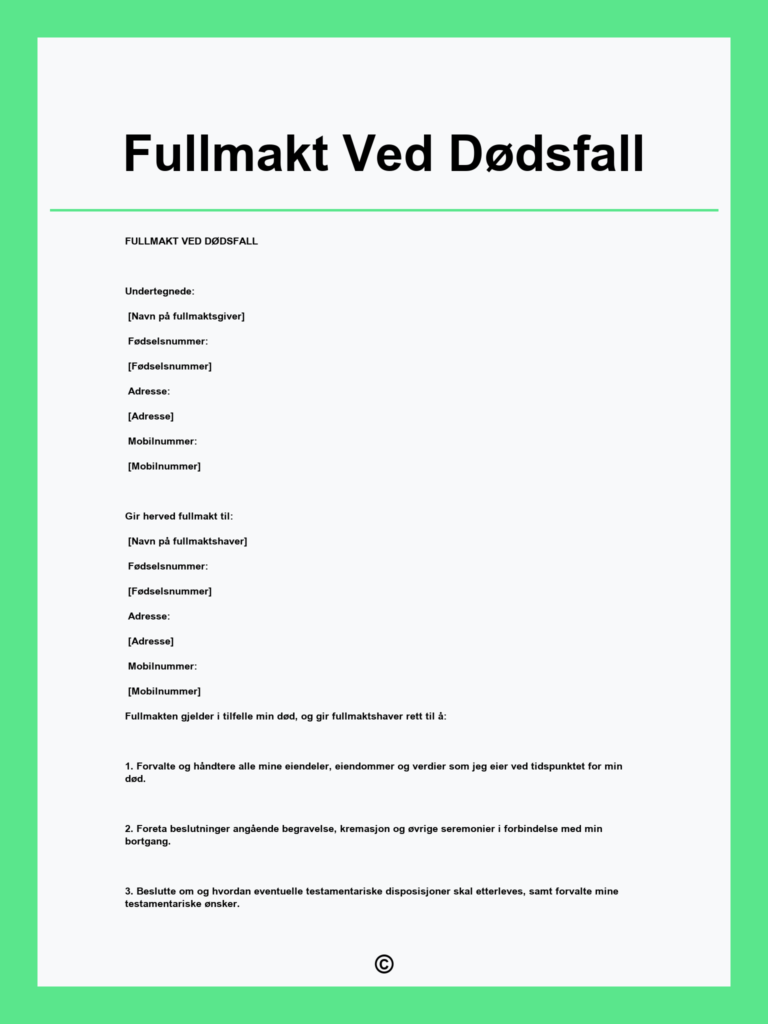 Fullmakt Ved Dødsfall