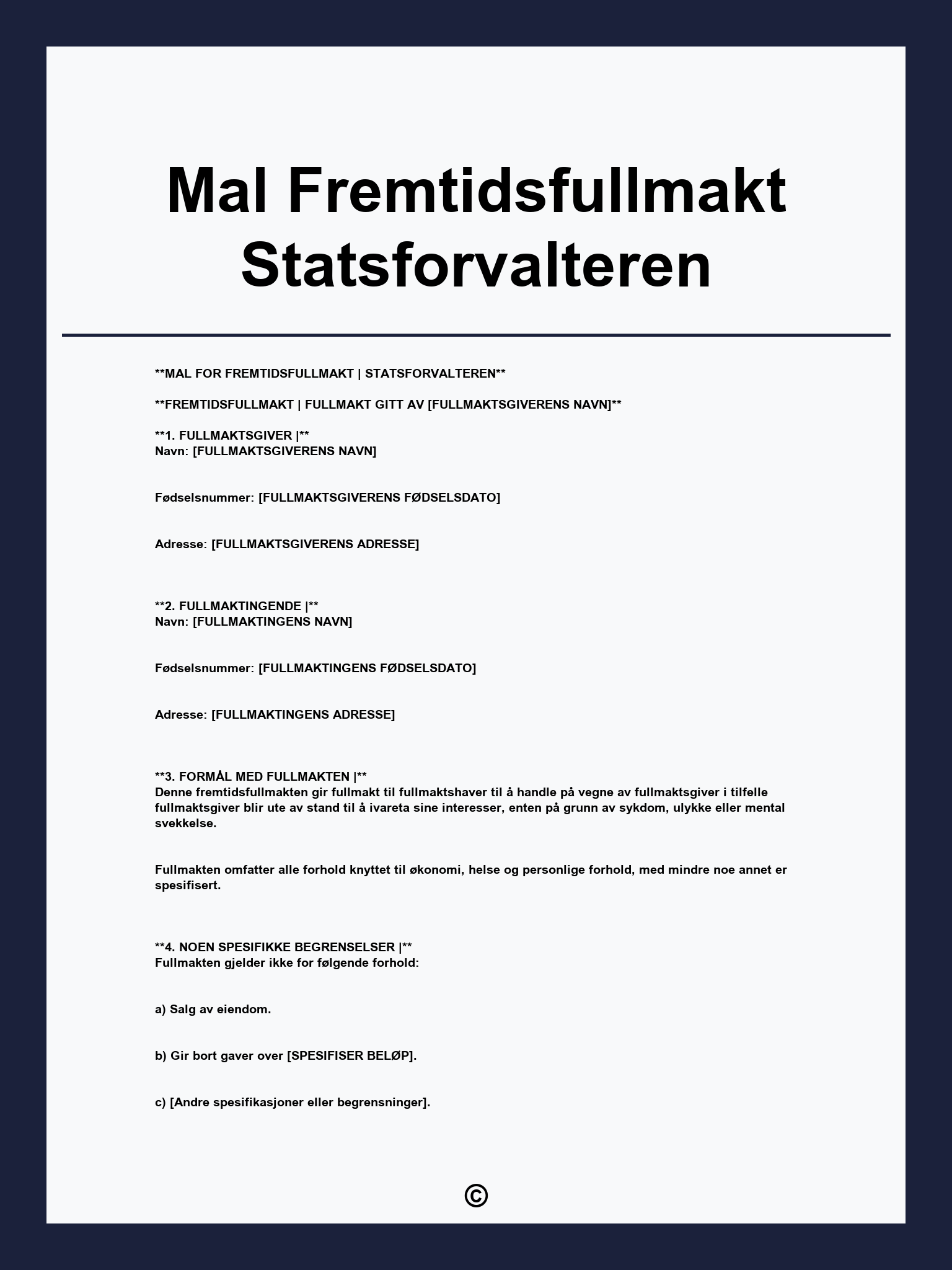 Mal Fremtidsfullmakt Statsforvalteren