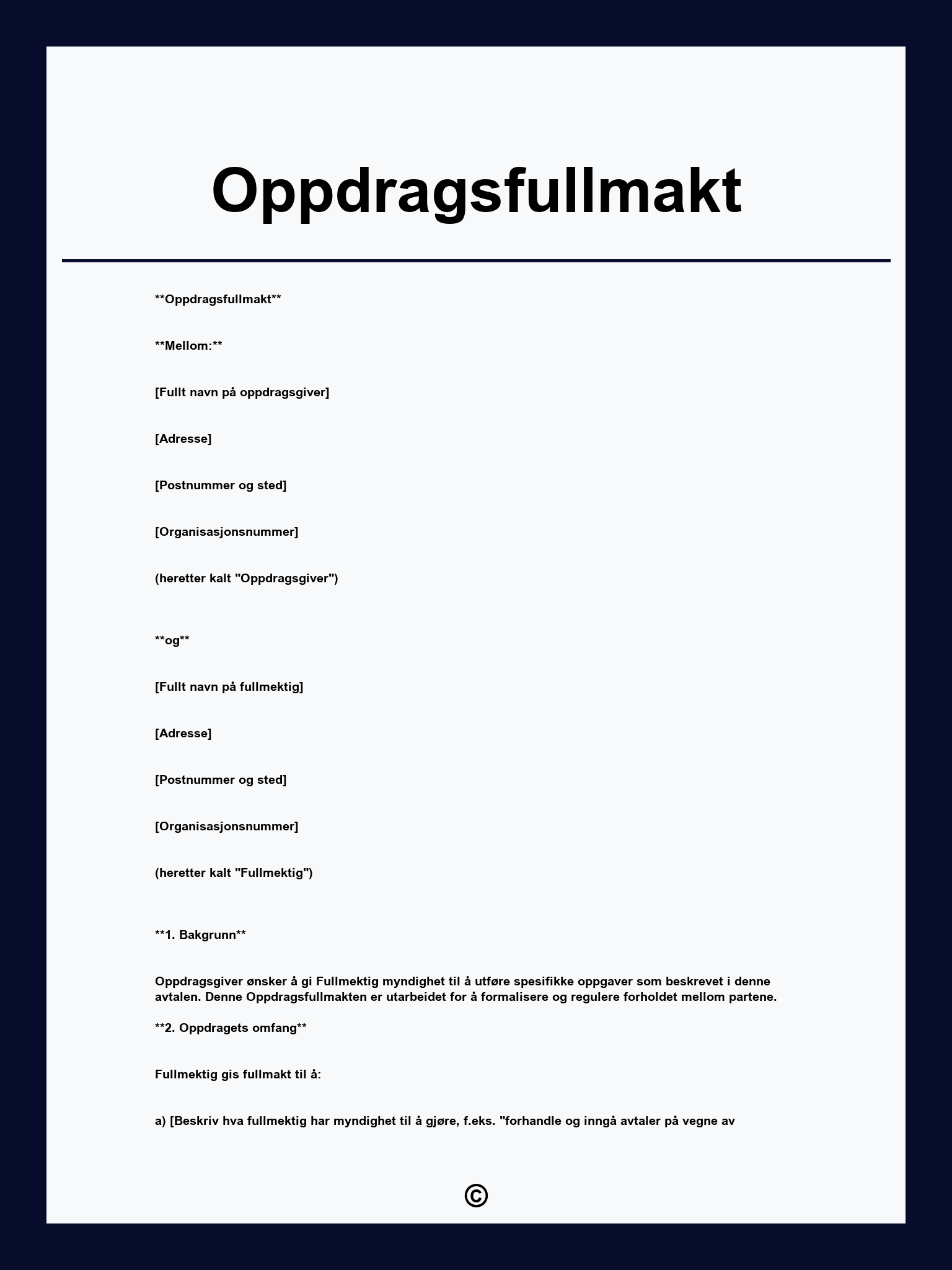 Oppdragsfullmakt